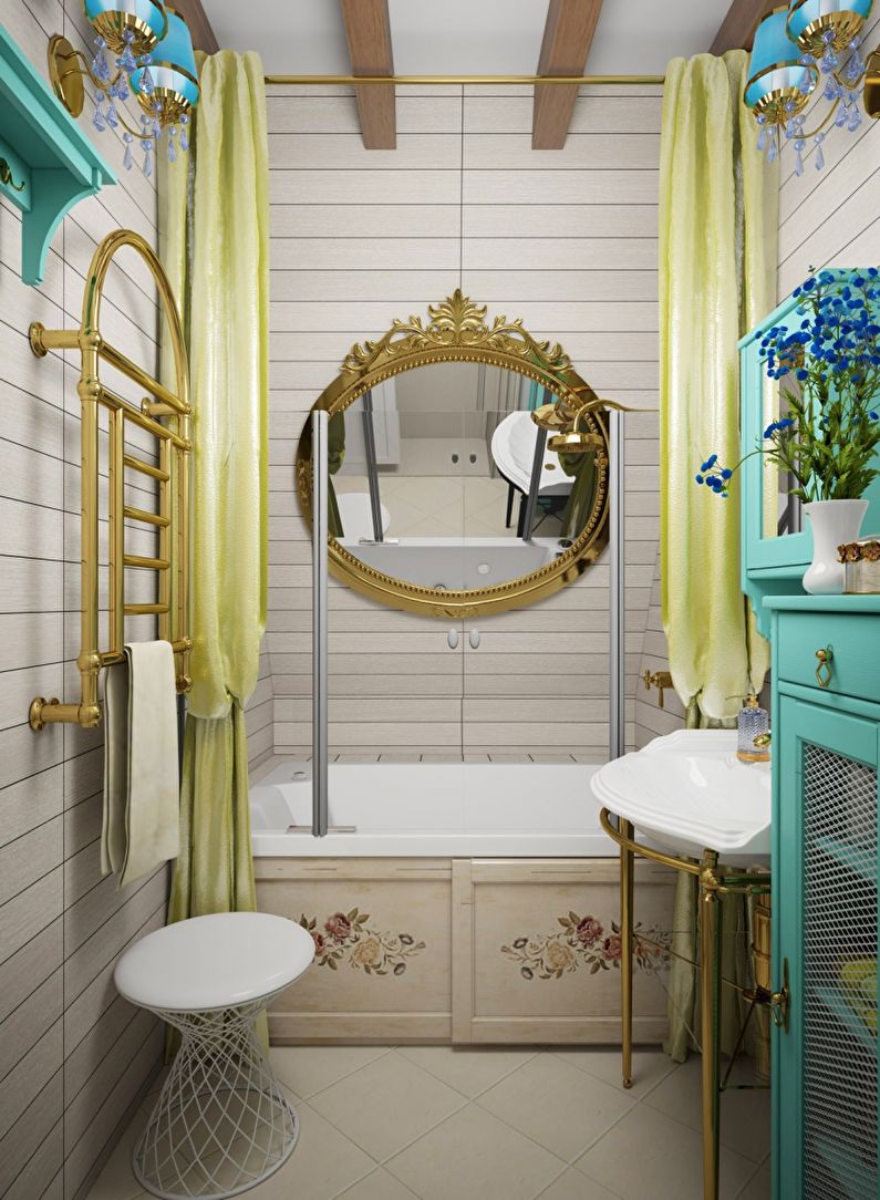 Bathroom design 3 sq.m. Provence style - photo
