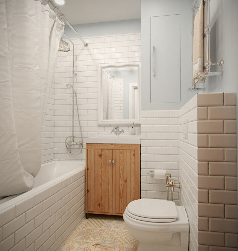 Bathroom design 3 sq.m. in the Scandinavian style - photo
