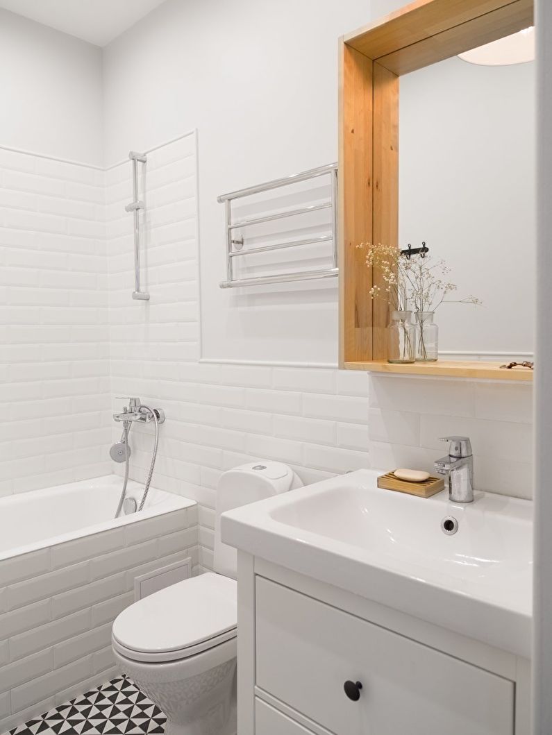 Bathroom design 3 sq.m. in white - photo
