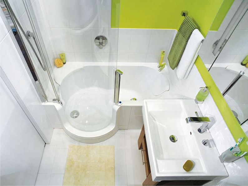 Bathroom design 3 sq.m. in green colors - photo