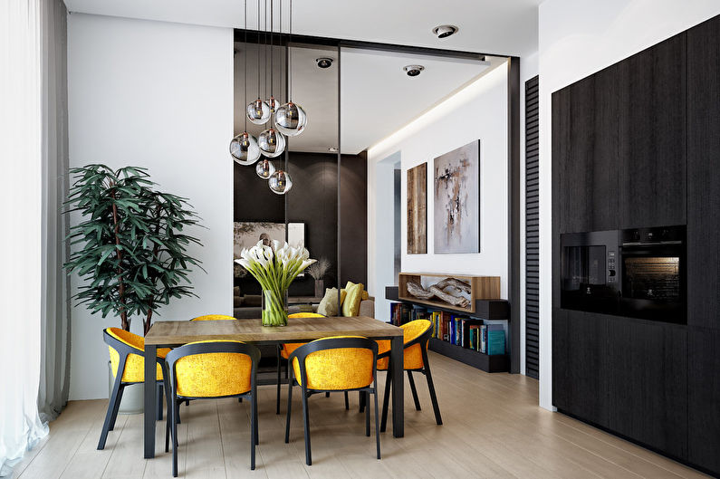 Salon-cuisine moderne dans une maison privée