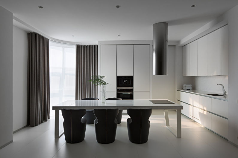 White kitchen in the style of minimalism - photo