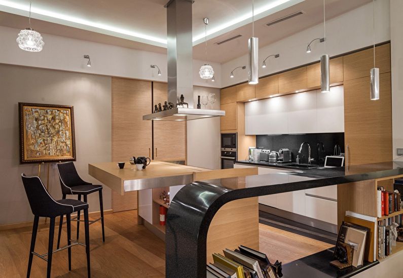 Beige kitchen in the style of minimalism - photo