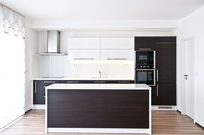Minimalism brown kitchen - photo