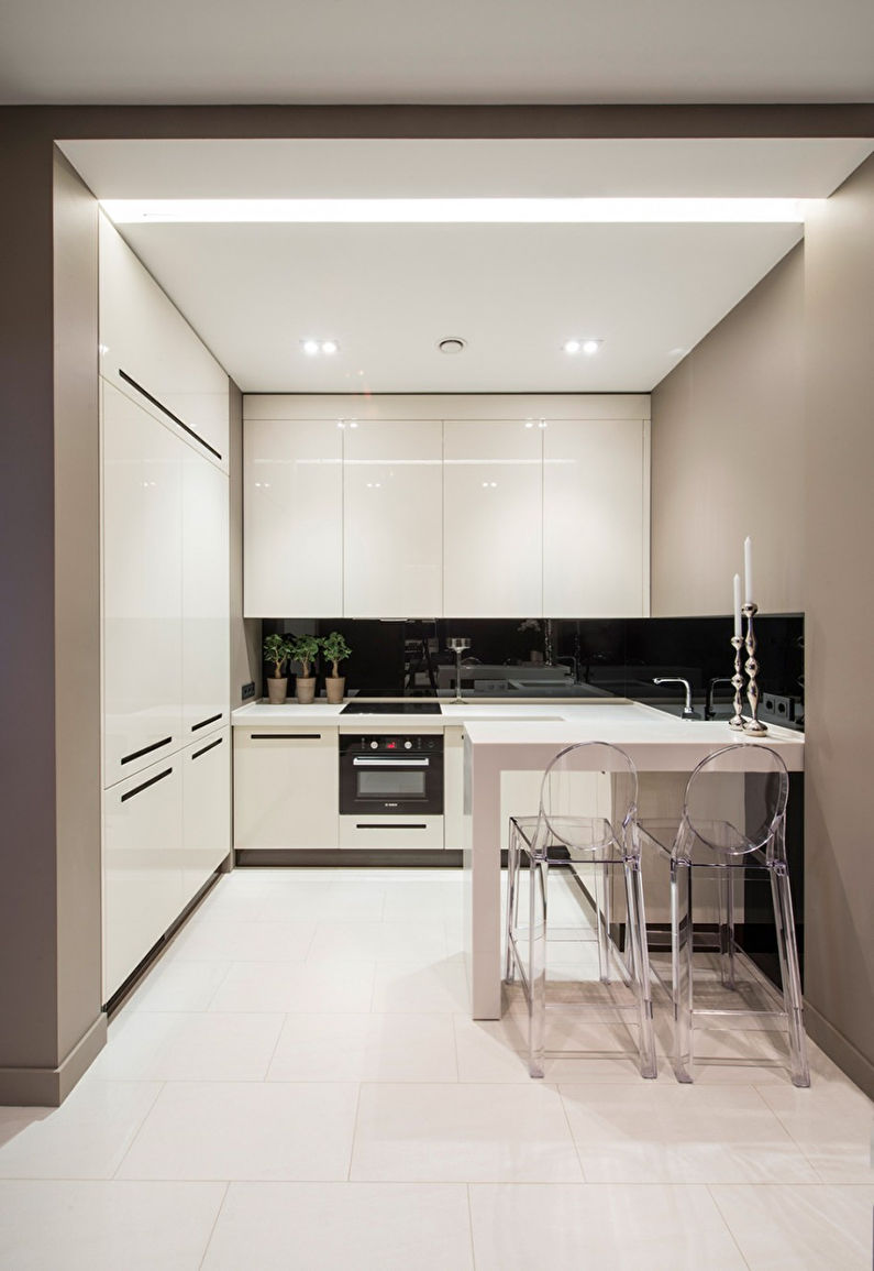 Design of a small kitchen in the style of minimalism - photo