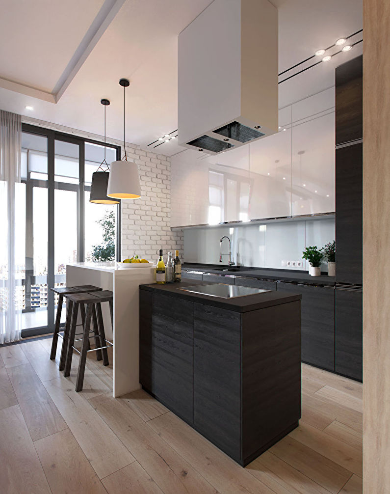 Design of a small kitchen in the style of minimalism - photo
