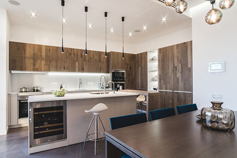 Design of a spacious kitchen in the style of minimalism - photo