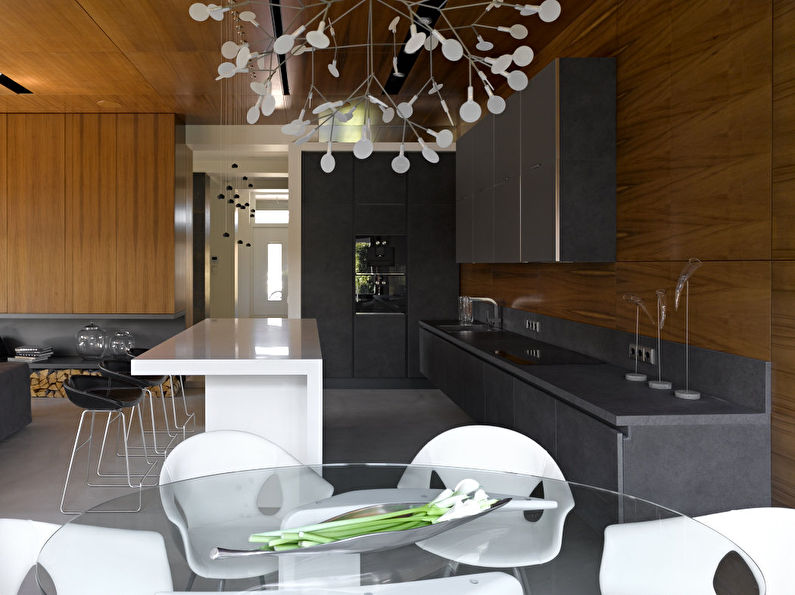 Design of a spacious kitchen in the style of minimalism - photo