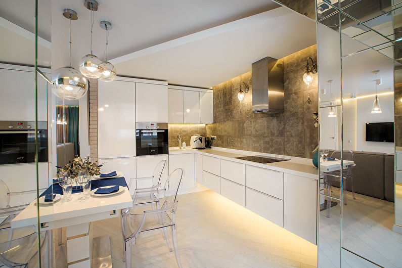 Minimalism corner kitchen design - photo
