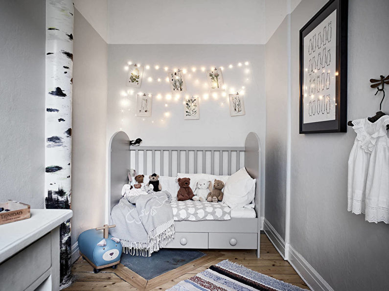 Design of a small Scandinavian-style children's room