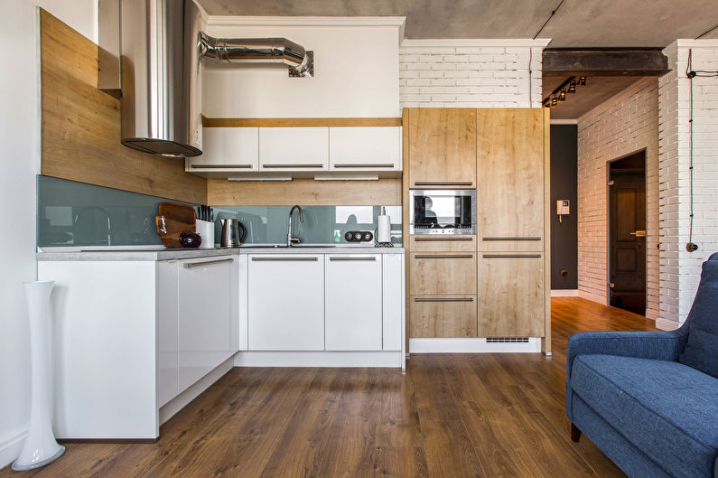 White kitchen in the loft style - photo