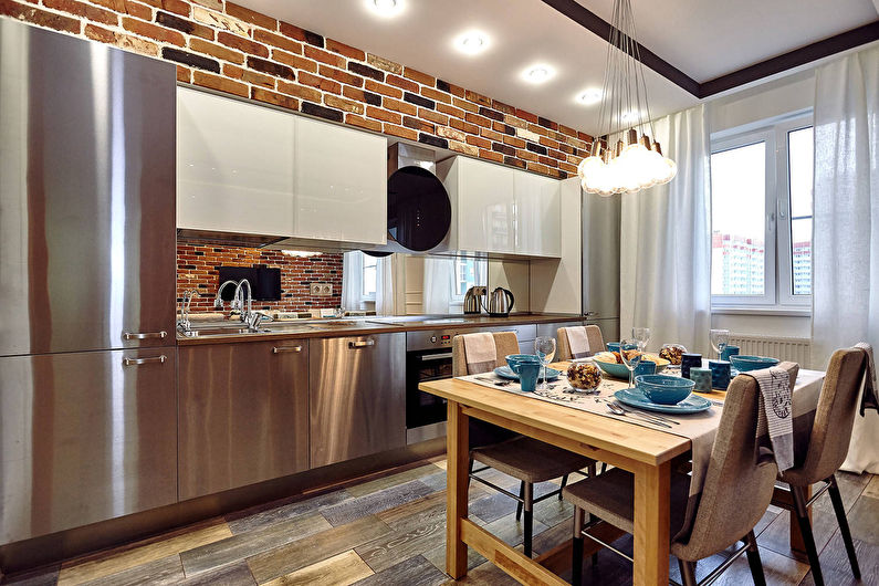Gray loft style kitchen - photo