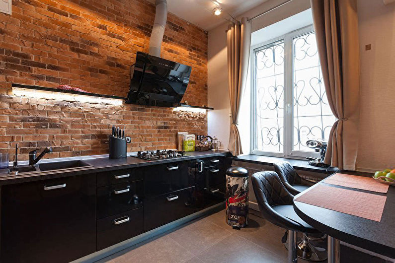 Black loft style kitchen - photo