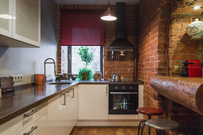 Design of a small kitchen (Khrushchev) in the loft style - photo