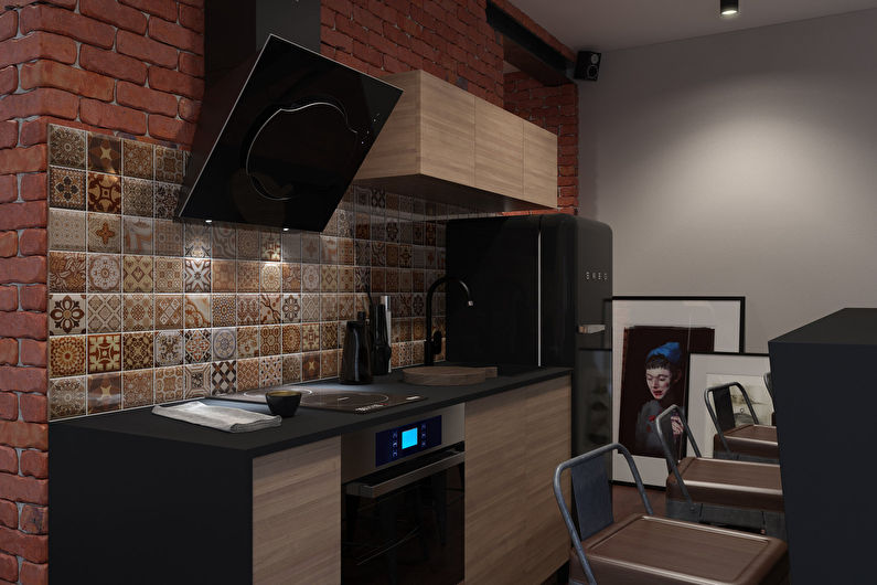 Design of a small kitchen (Khrushchev) in the loft style - photo