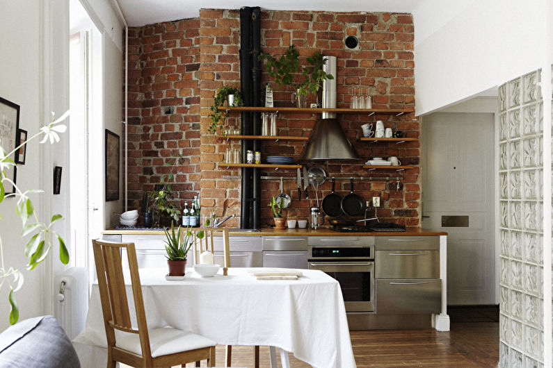 Design of a small kitchen (Khrushchev) in the loft style - photo