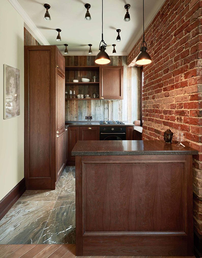 Design of a small kitchen (Khrushchev) in the loft style - photo