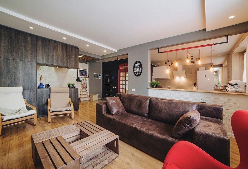 Loft 40 × 40: Pang-apartment para sa isang batang mag-asawa, 70 m2
