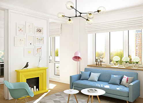 The project of the apartment is 40 sq.m. for a young girl