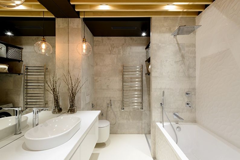 Interior design of a narrow bathroom - photo