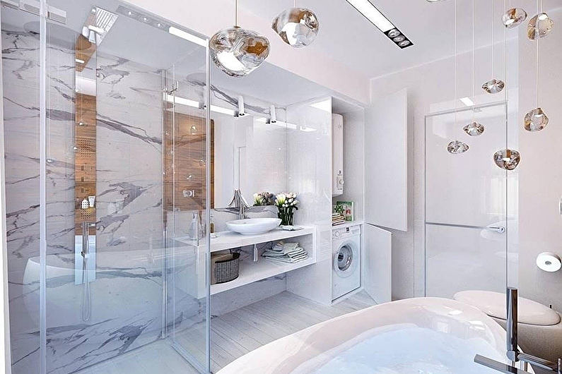 Interior design of a narrow bathroom - photo