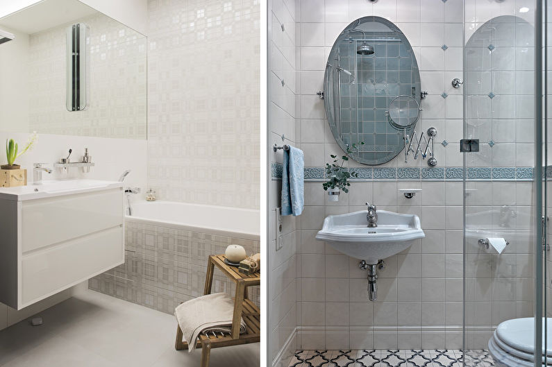 Interior design of a narrow bathroom - photo