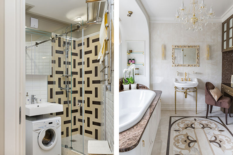 Interior design of a narrow bathroom - photo