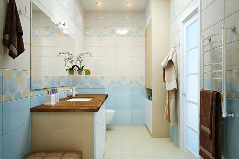 Interior design of a narrow bathroom - photo