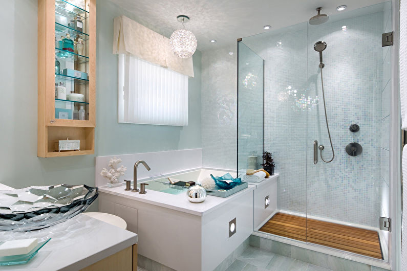 Interior design of a narrow bathroom - photo
