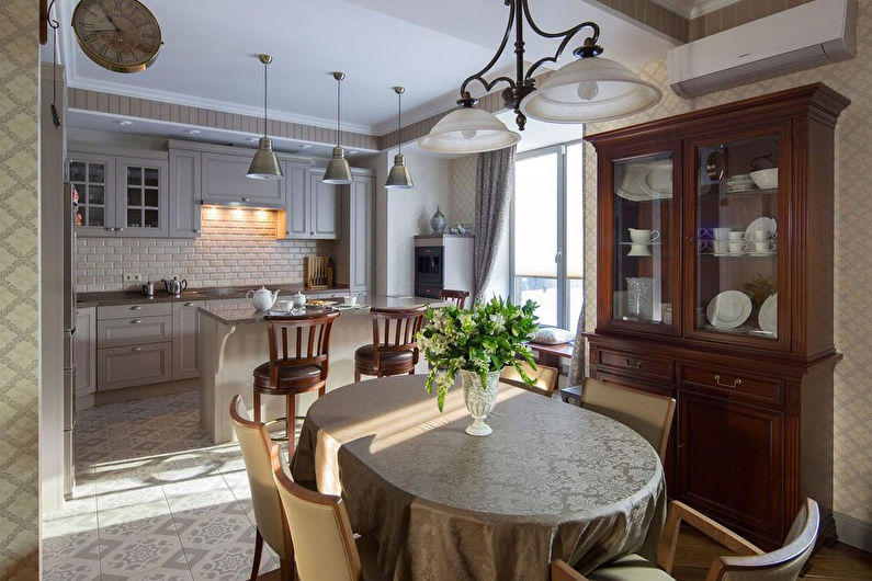 Kitchen interior design with island - photo
