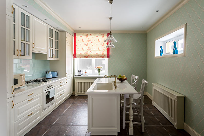 Kitchen interior design with island - photo