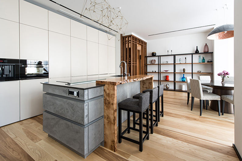 Kitchen interior design with island - photo