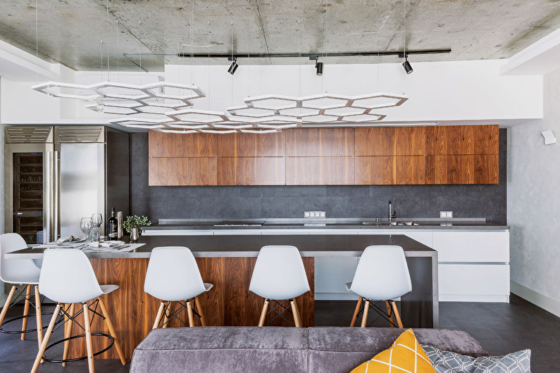 Kitchen interior design with island - photo