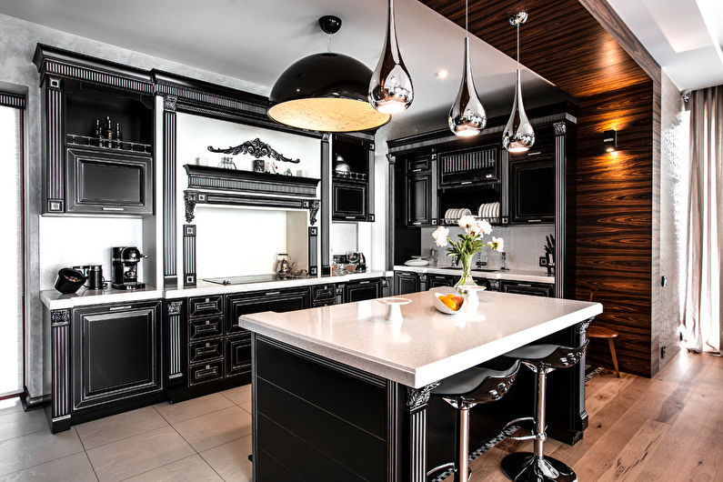 Kitchen interior design with island - photo
