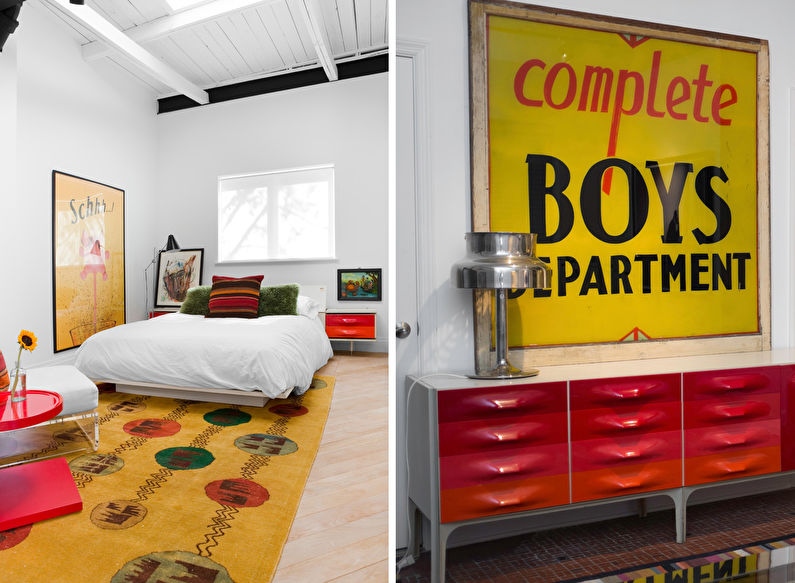 Yellow Loft Style Bedroom - Interior Design