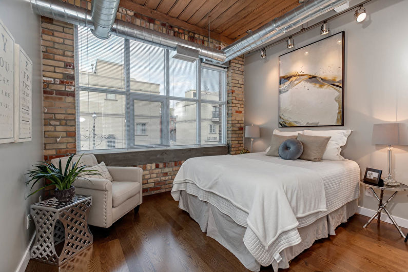 Loft style bedroom interior design - photo