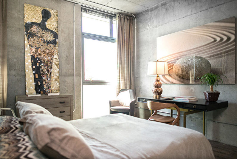 Loft style bedroom interior design - photo