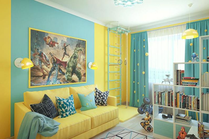 The combination of colors in the interior of the children's room - photo