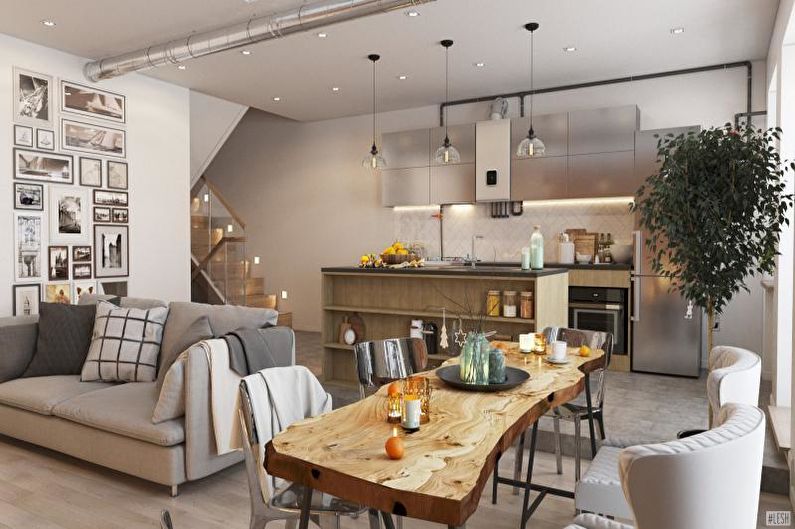 Interiørdesign av en hytte eller et landsted - foto