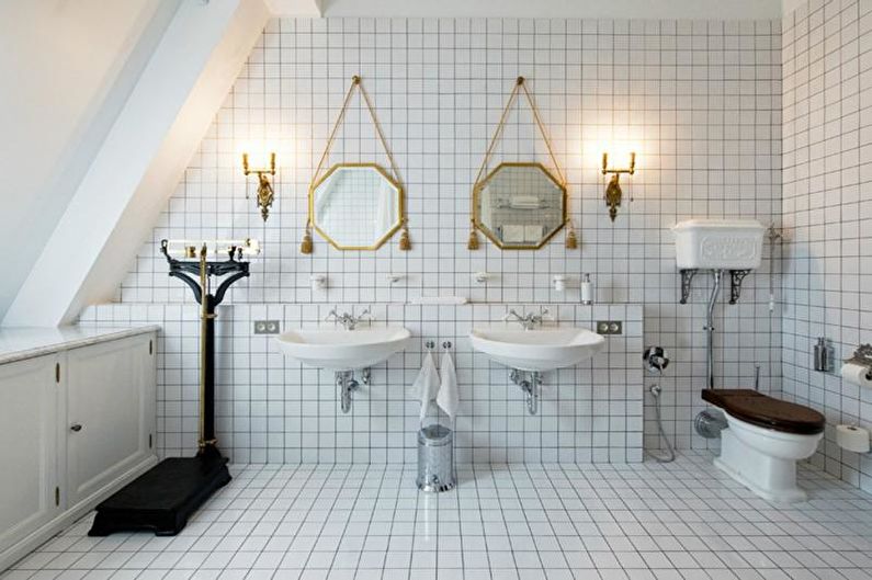 Combinations of colors in the interior of the bathroom - White bathroom