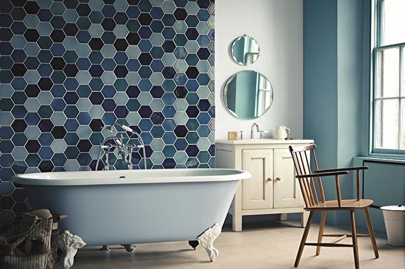 Combinations of colors in the interior of the bathroom - Cold tones