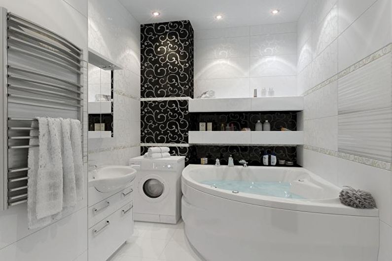 Combinations of colors in the interior of the bathroom - Contrasting shades