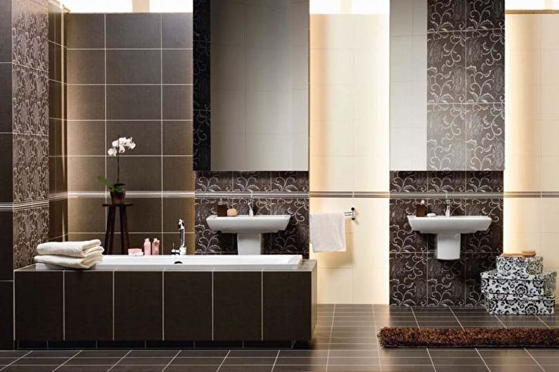 The combination of colors in the interior of the bathroom - photo