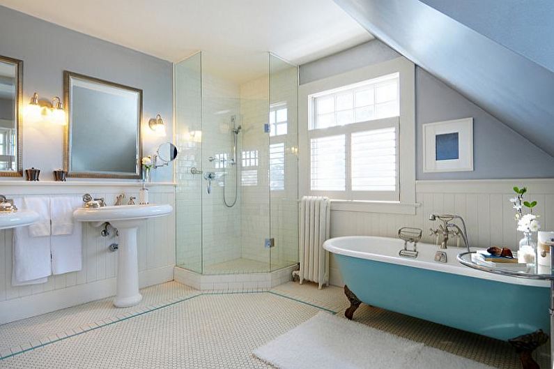 The combination of colors in the interior of the bathroom - photo