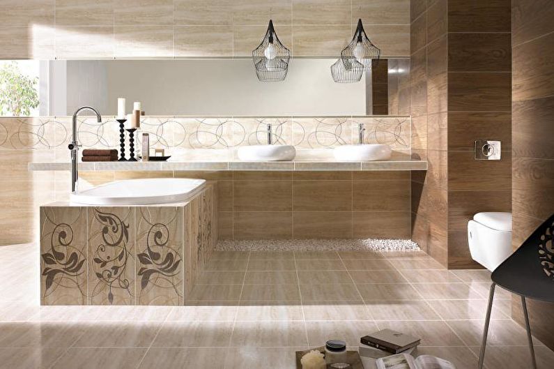 The combination of colors in the interior of the bathroom - photo