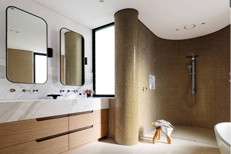 The combination of colors in the interior of the bathroom - photo