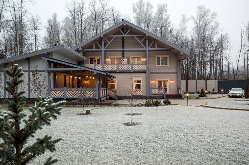 Porch para sa isang bahay na may estilo ng Scandinavian - larawan