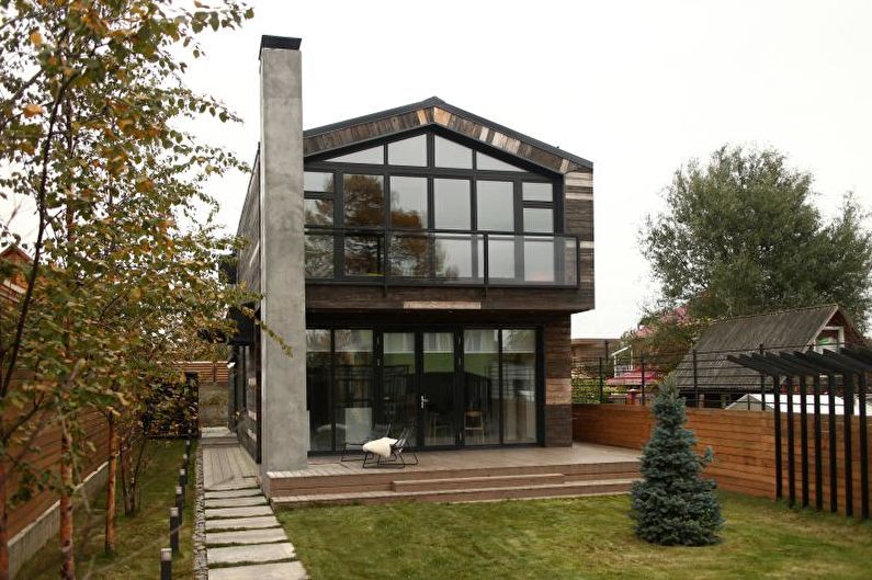 Porch para sa isang bahay na may estilo ng Scandinavian - larawan