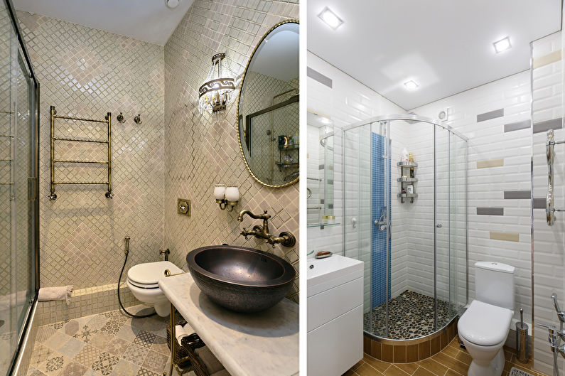 Design a narrow bathroom (75 photos)