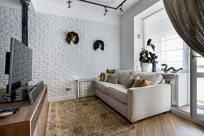 Vardagsrum 12 kvm i loftstil - Inredning